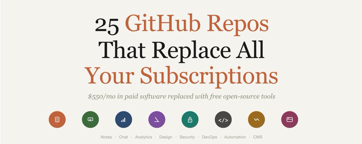 25 GitHub Repos That Replace All Your Subscriptions